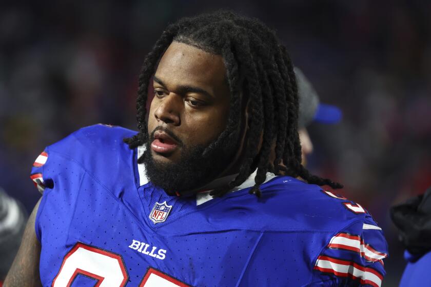 Buffalo Bills defensive tackle Jordan Phillips (97) during the second half of an NFL football game against the Dallas Cowboys, Sunday, Dec. 17, 2023, in Orchard Park, N.Y. (AP Photo/Jeffrey T. Barnes)