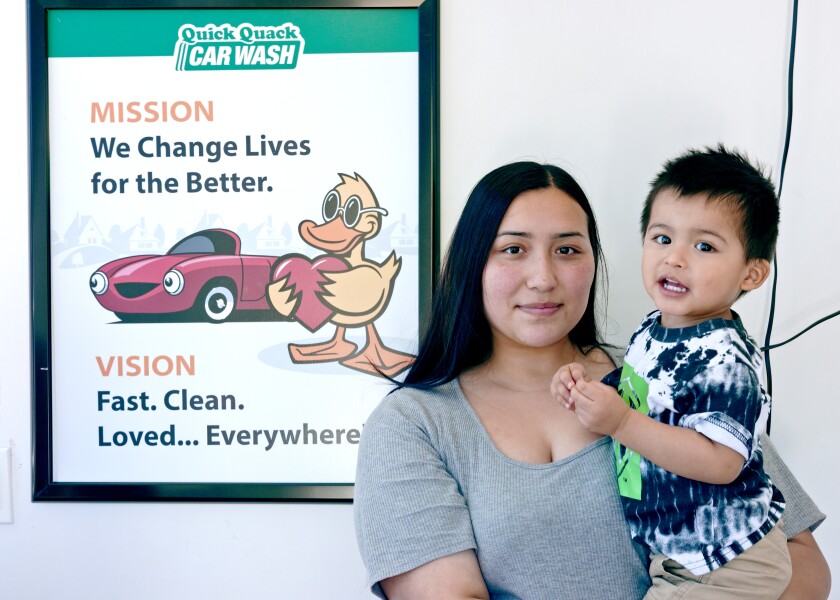 Priscilla Perez and her 2-year-old son, Mateo Herrera. Quick Quack Car Wash will hold a fundraiser for them on March 14.