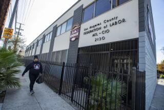 LOS ANGELES, CA-NOVEMBER 4, 2022: Overall, shows the Los Angeles County Federation of Labor building at the intersection of James M Wood Blvd. and Lake St. in Los Angeles (Mel Melcon / Los Angeles Times)