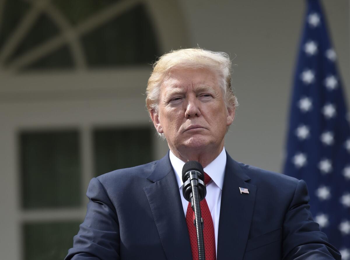 President Trump in the Rose Garden of the White House.