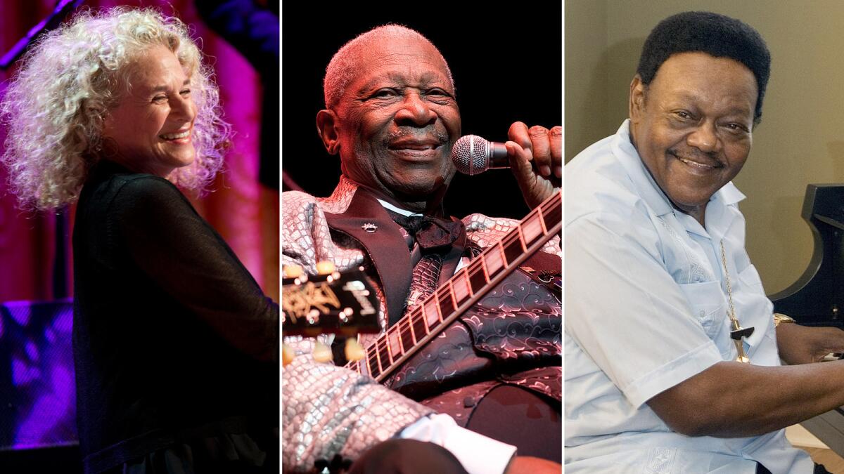 PBS' "American Masters" celebrates artists including Carole King, B.B. King and Fats Domino.