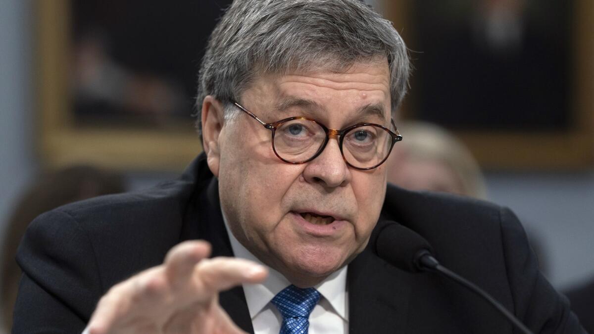 Atty. Gen. William Barr testifies before the House Appropriations Committee on April 9.