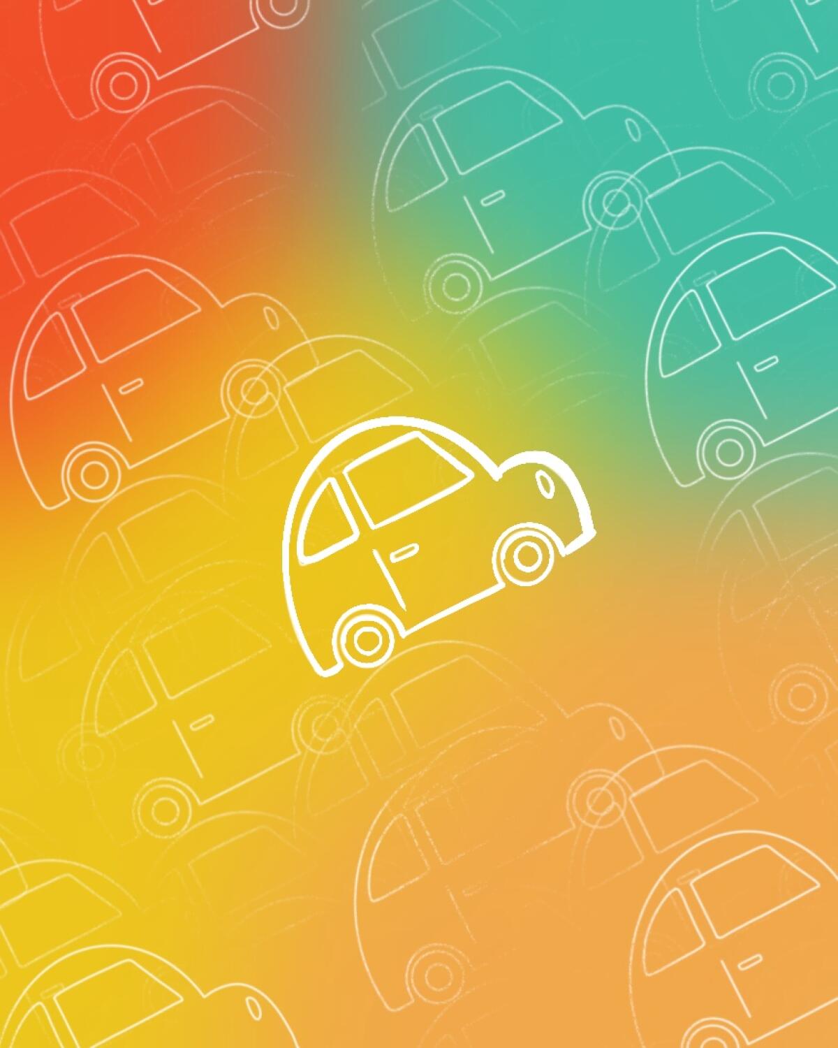 illustration of car with bright neon colors