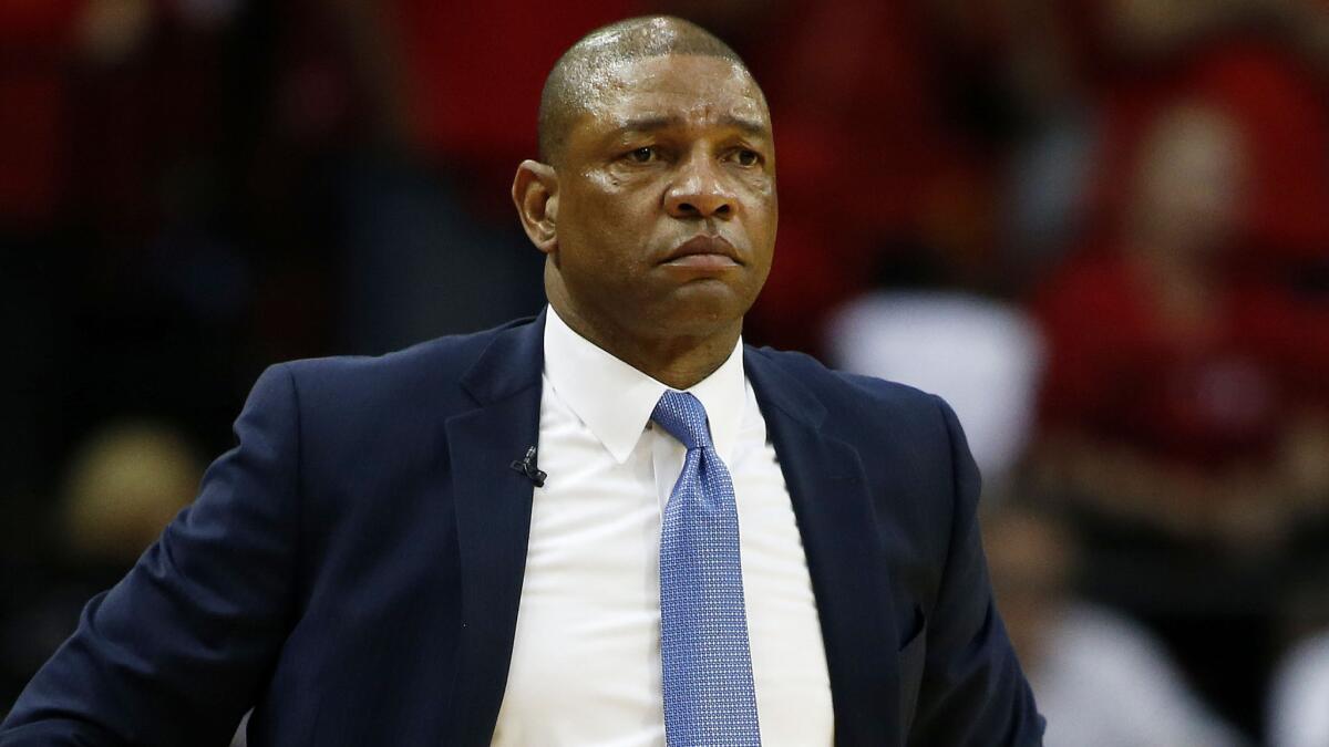 Clippers Coach Doc Rivers during a playoff game against the Houston Rockets on May 17.