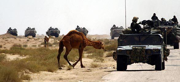 U.S. troops advance toward Baghdad in 2003