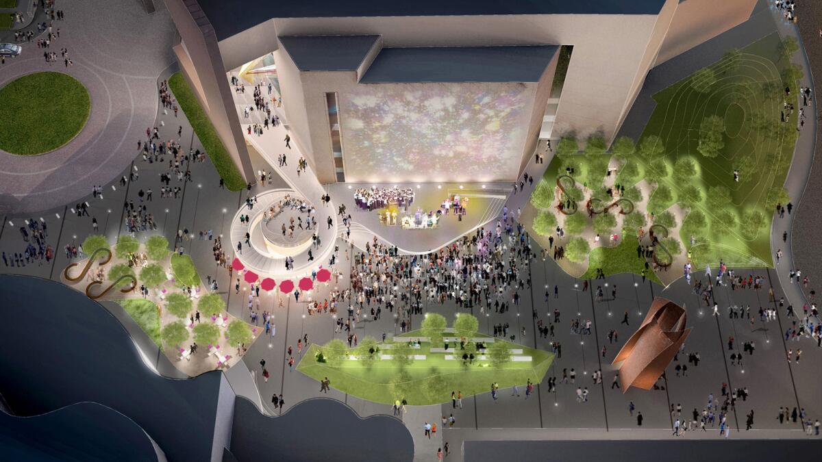 Artist's rendering of Segerstrom Center for the Arts, aerial view.