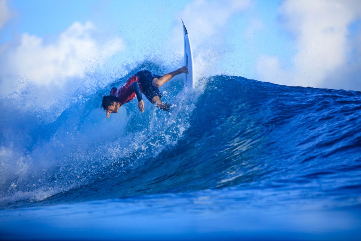 Levi Slawson surfs at the Cabrete Pro in the Dominican Republic.