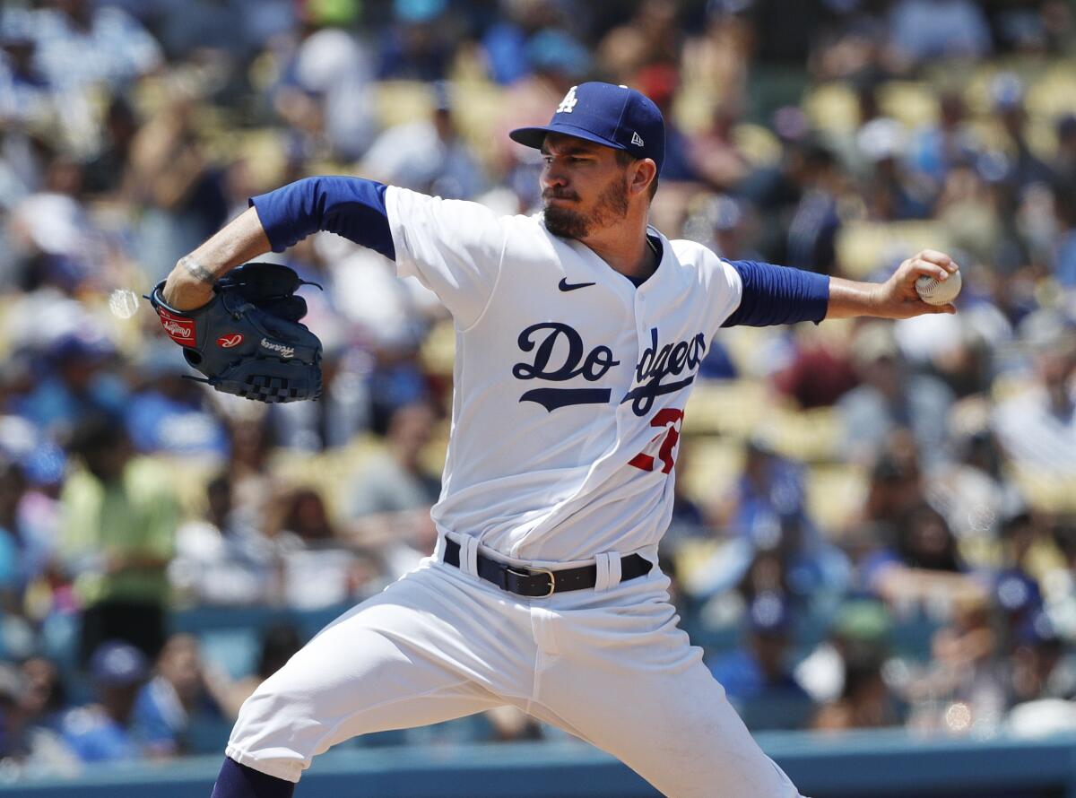 Dodgers pitcher Andrew Heaney pitched four scoreless innings against the Washington Nationals.