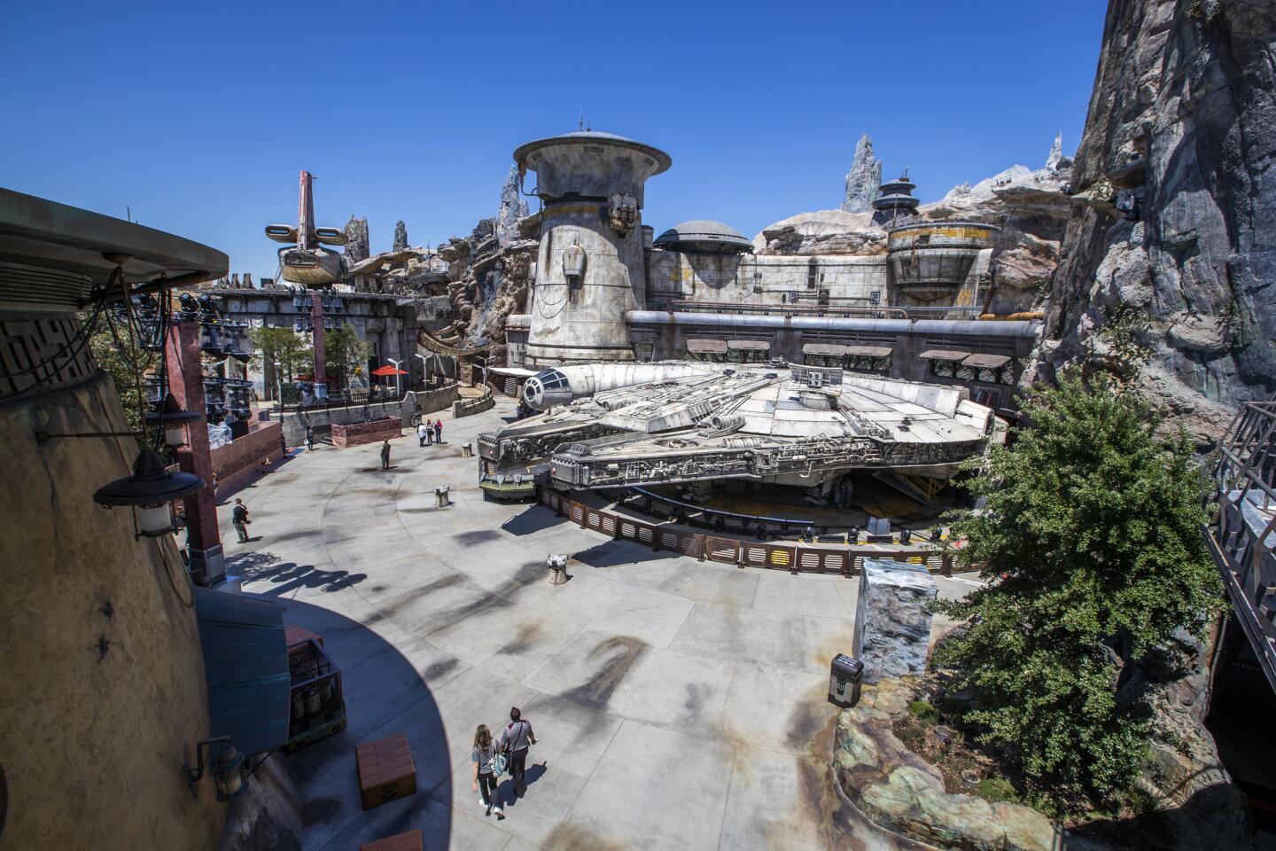 Media members get a preview of Millennium Falcon: Smugglers Run, where visitors can operate "the fastest hunk of junk in the galaxy" on a flight as a pilot, engineer or gunner at Star Wars: Galaxy's Edge.