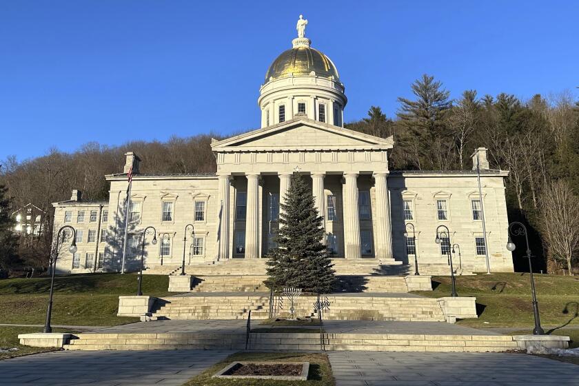 The Vermont Statehouse is shown Jan. 2, 2024, in Montpelier, Vt. The Democrat-controlled Vermont legislature on Saturday passed one of the strongest data privacy measures in the country, aimed at cracking down on companies' use of online personal data, that would let consumers file civil lawsuits against companies that break certain privacy rules.. (AP Photo/Lisa Rathke)