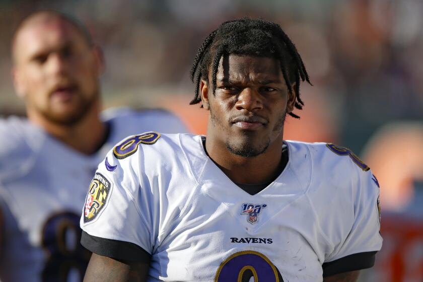 El quarterback de los Ravens de Baltimore Lamar Jackson en el juego del domingo 10 de noviembre del 2019 ante los Bengals de Cincinnati. (AP Photo/Gary Landers)(AP Photo/Gary Landers)