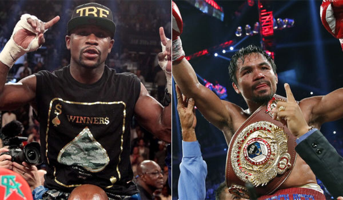 Floyd Mayweather Jr., left, and Manny Pacquiao have got to face off in the ring at some point, right?