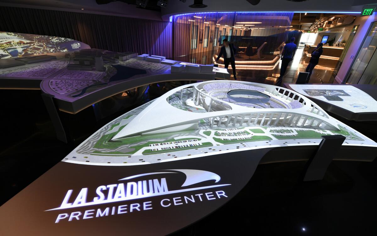 A view of the L.A. stadium model that shows the 20,000-square-foot space.