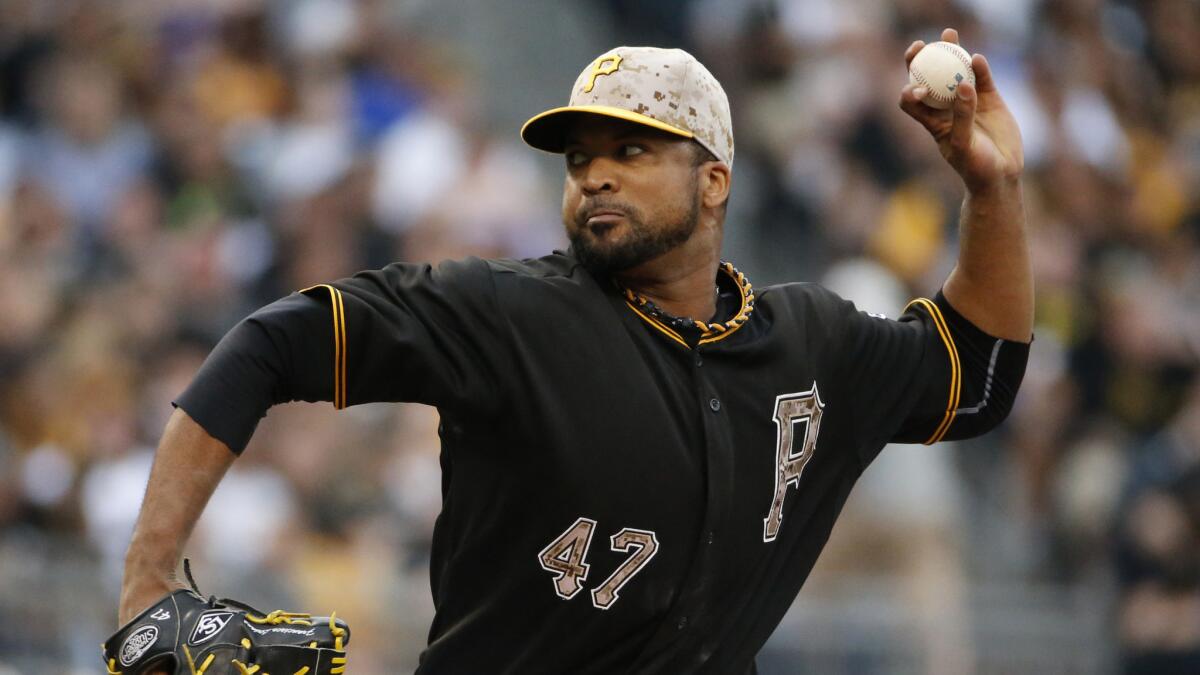 Pittsburgh Pirates pitcher Francisco Liriano delivers during a game against the Chicago Cubs on Tuesday. Liriano left the game early because of injury.