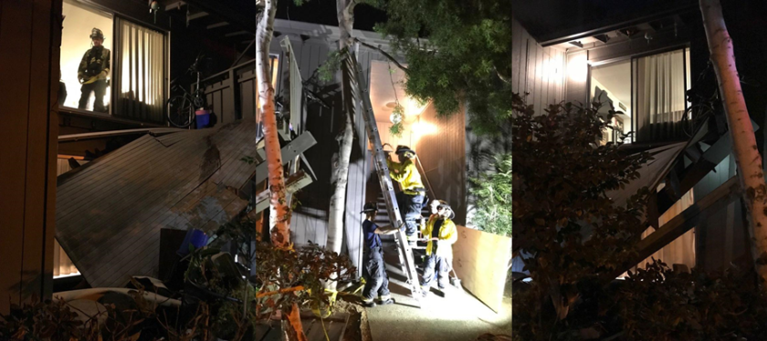 A balcony collapsed at a complex in Mountain View, Calif.
