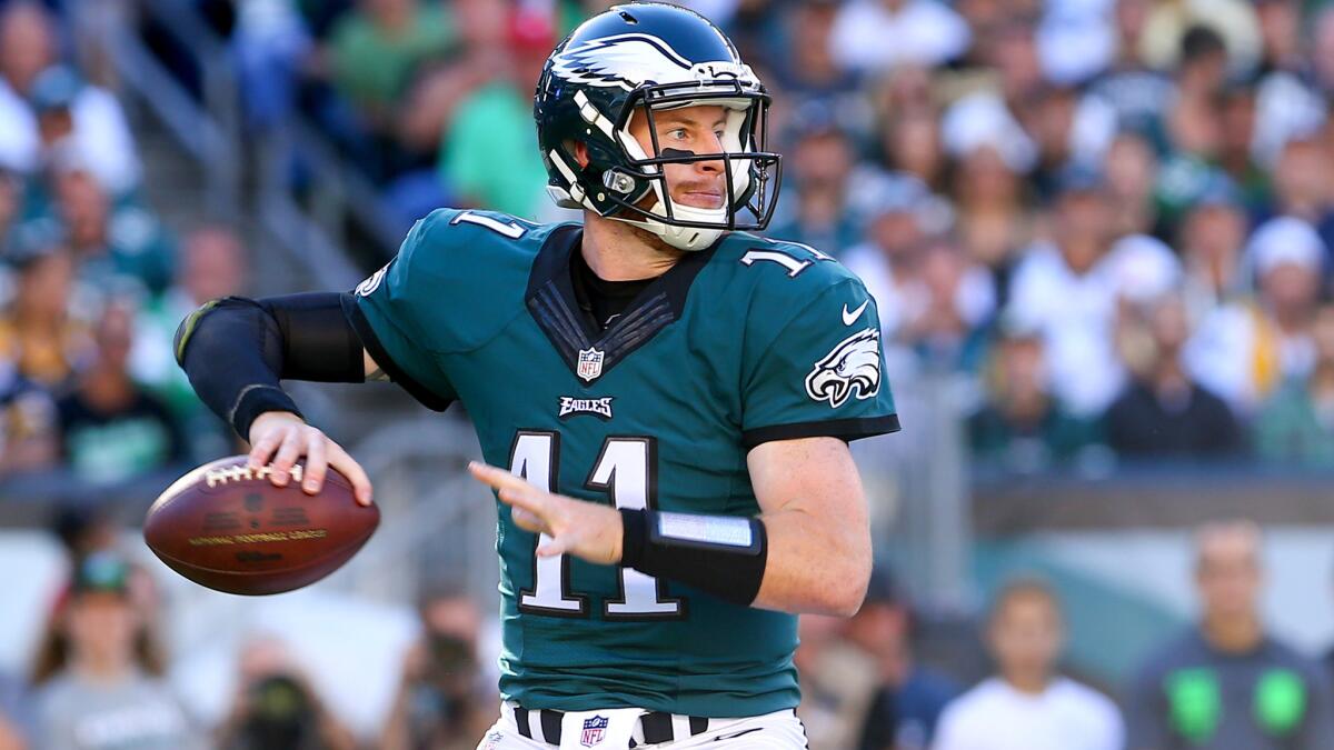 Carson Wentz guides the 5-1 Eagles into a Monday night showdown with NFC East rival Washington.