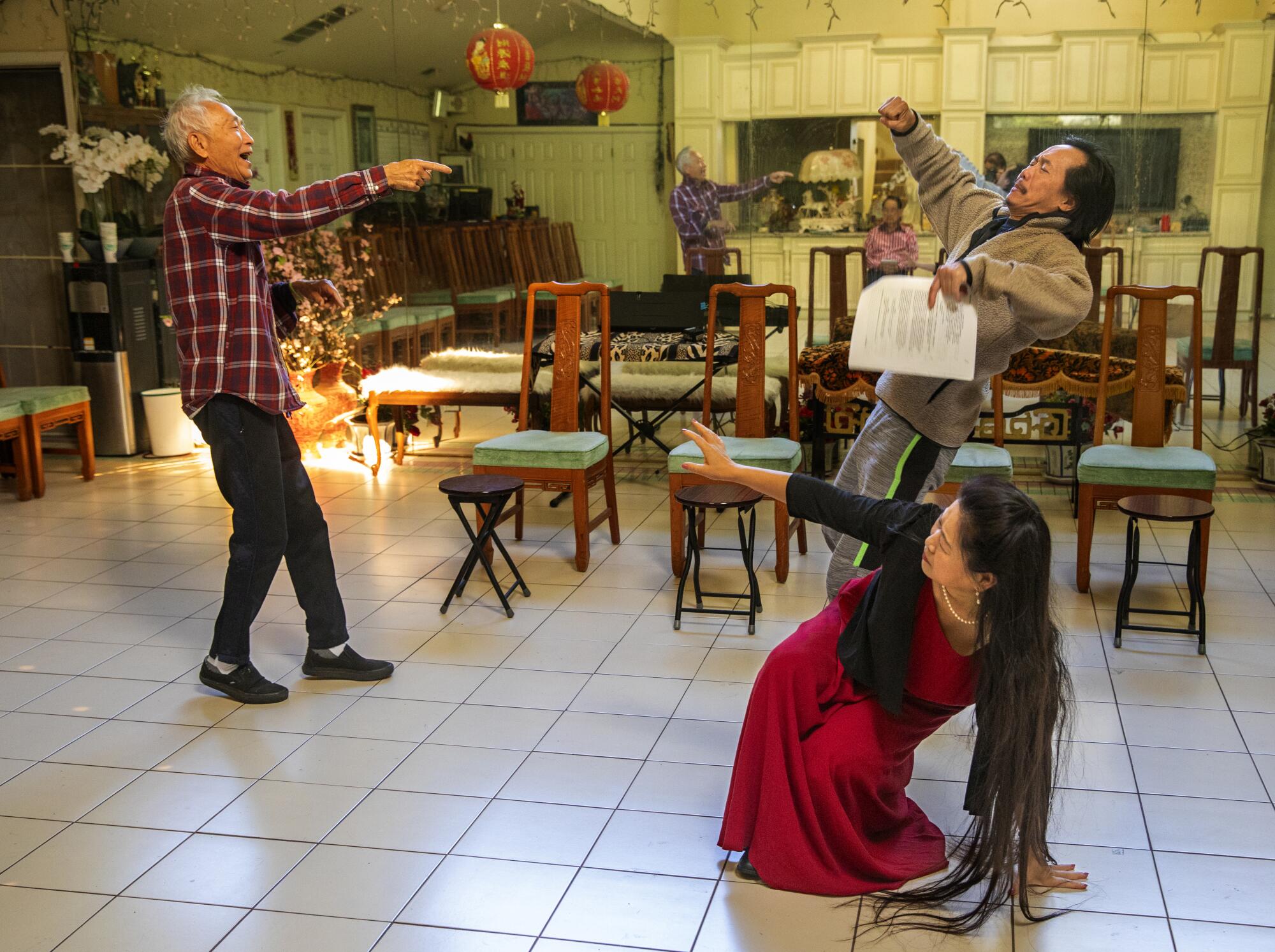 Rehearsal of a play about the mass shooting in Monterey Park.