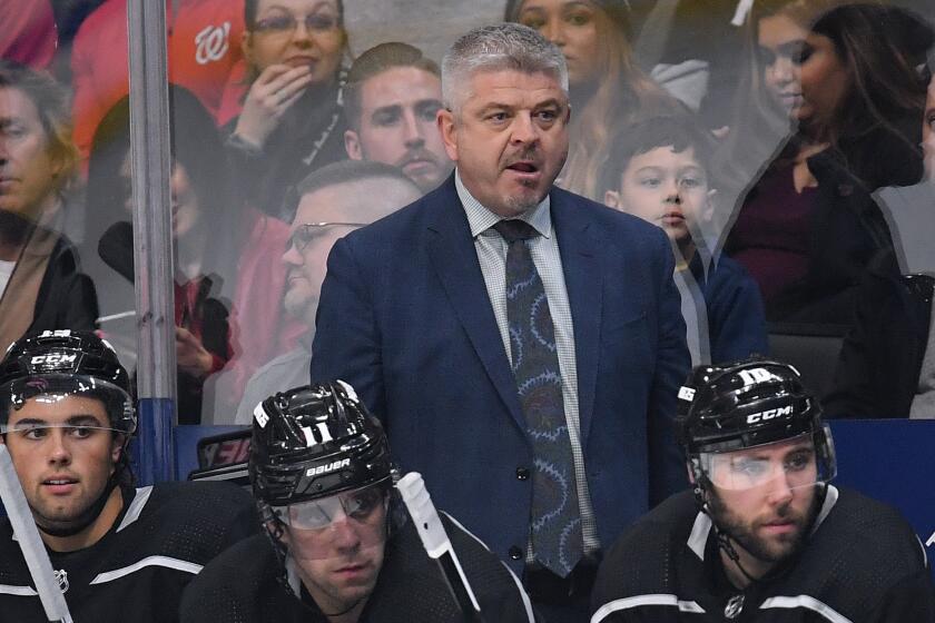 Kings coach Todd McLellan of the Los Angeles Kings watches during the third period in a 3-1 Washington Capitals win at Staples Center on December 04, 2019 in Los Angeles, California. (Photo by Harry How/Getty Images)