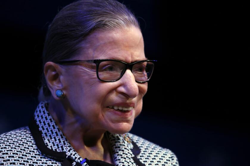 Supreme Court Associate Justice Ruth Bader Ginsburg speaks about her work and gender equality following a ceremony where she received a SUNY Honorary Degree from the University at Buffalo, Monday, Aug. 26, 2019, in Buffalo N.Y. (AP Photo/Jeffrey T. Barnes)