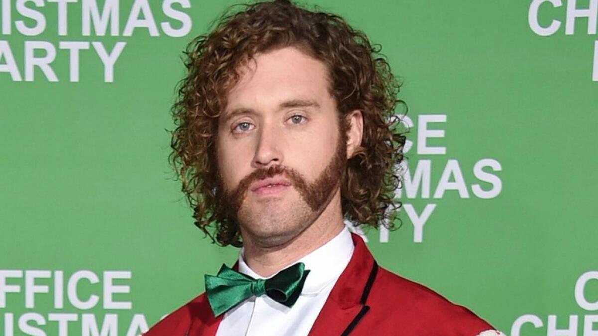 T.J. Miller at the Los Angeles premiere of "Office Christmas Party" on Dec. 7. The film came in No 1 at the box office on Friday.