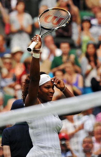 US Serena Williams jubilates after winning