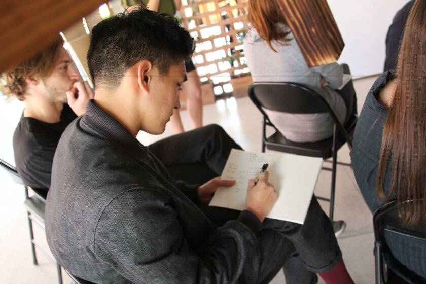 A student takes notes at a design studio held jointly by SCI-Arc and the Universidad Iberoamericana in Mexico City.