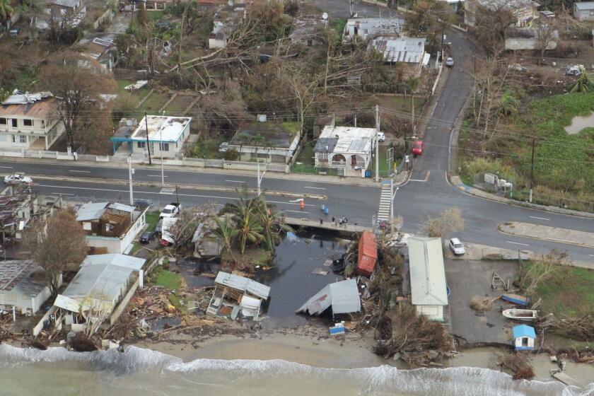 This September 29, 2017, US Coast Guard (USCG) photo taken from a USCG Jayhawk helicopter shows damage caused by Hurricane Maria. / AFP PHOTO / Digital / Vicente VELEZ / RESTRICTED TO EDITORIAL USE - MANDATORY CREDIT "AFP PHOTO / USCG / Coast Guard Auxiliarist Vicente VELEZ" - NO MARKETING NO ADVERTISING CAMPAIGNS - DISTRIBUTED AS A SERVICE TO CLIENTS VICENTE VELEZ/AFP/Getty Images ** OUTS - ELSENT, FPG, CM - OUTS * NM, PH, VA if sourced by CT, LA or MoD **