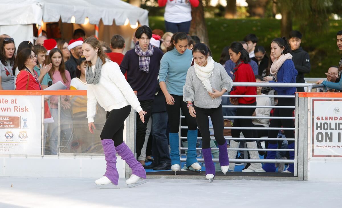 Skaters with the Los Angeles Ice Theater are the first to step onto the ice at a Nov. 22 event to mark the opening of a temporary ice rink behind Glendale City Hall. A Glendale reader writes to question the City Council's fiscal responsibility in approving $500,000 to pay for the two-month offering.