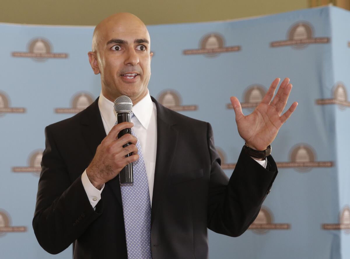 Republican candidate for governor, Neel Kashkari, speaks at the Sacramento Press Club in March. He is challenging Gov. Jerry Brown to 10 debates.