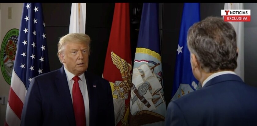 El presidente Donald Trump en entrevista con José Díaz-Balart, presentador de Telemundo.
