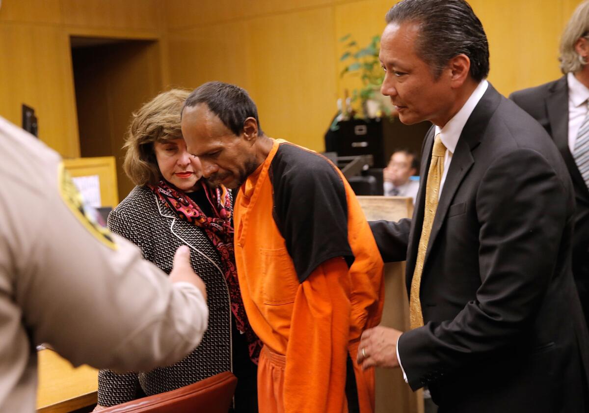 Juan Francisco Lopez-Sanchez is led from a courtroom in San Francisco after pleading not guilty to murder in the fatal shooting of Kathryn Steinle, 32. Lopez-Sanchez is in the country illegally.