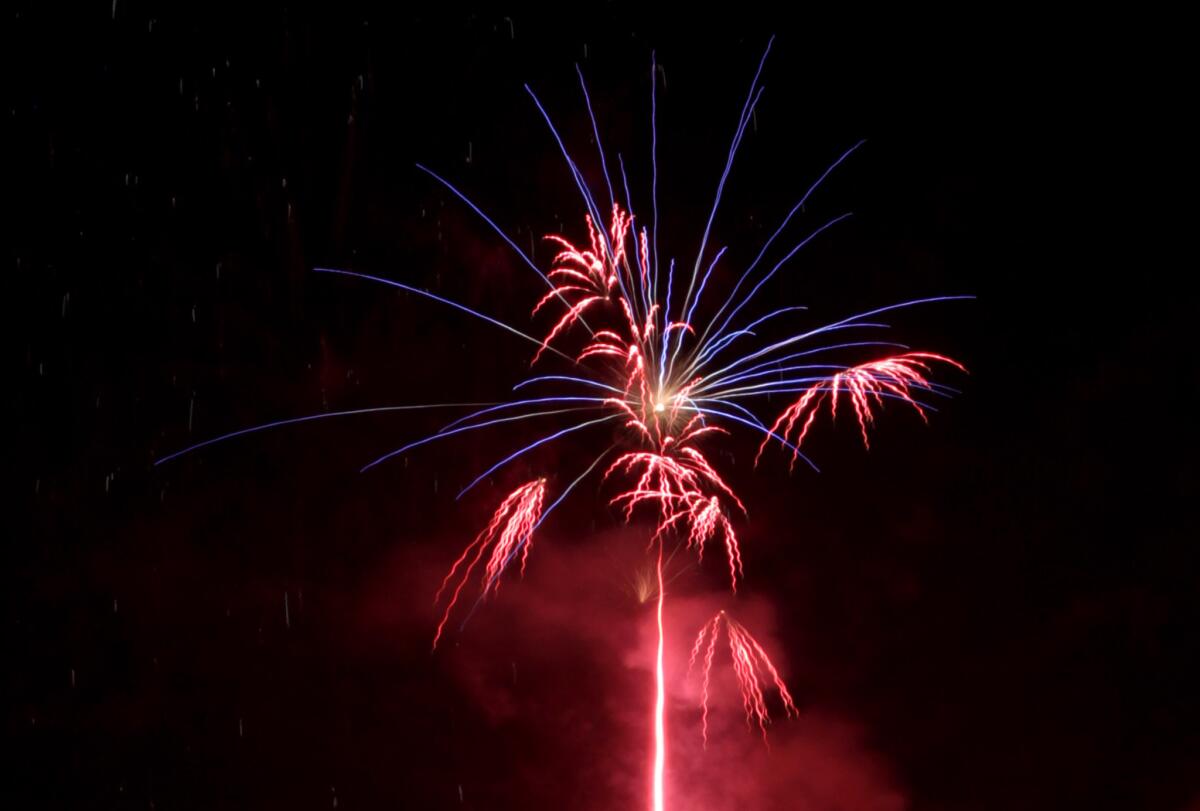 Fireworks fill the sky at the Crescenta Valley Fireworks Assn.'s annual Fourth of July carnival and fireworks display at La Crescenta Elementary on Saturday, July 4, 2015.