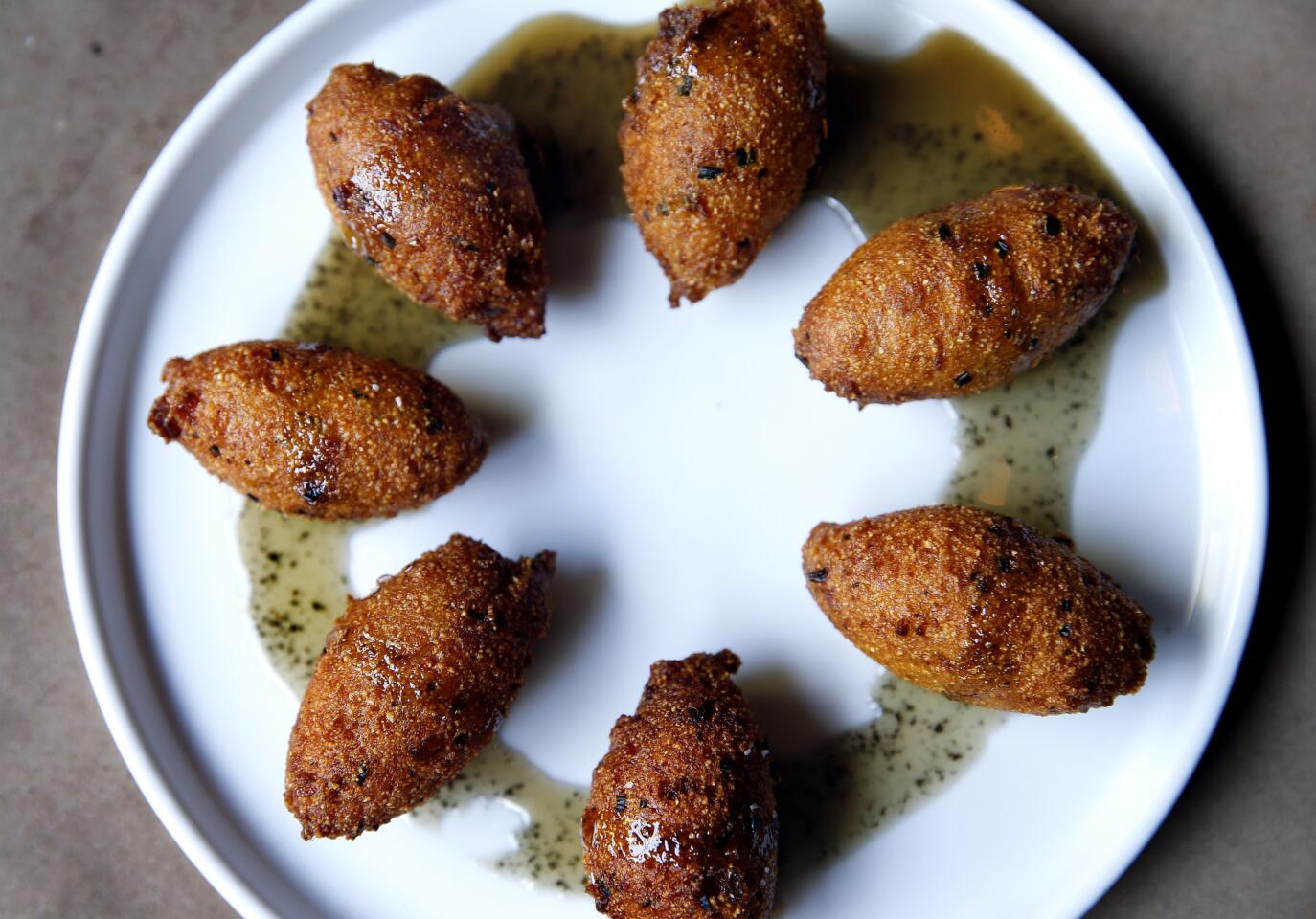 Hush puppies with truffle honey at Barbara Jean restaurant.