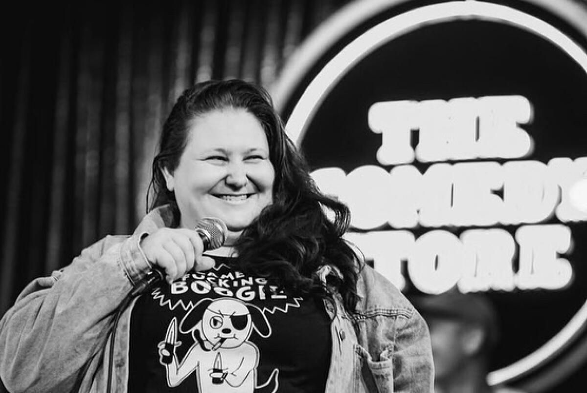 Paige Wesley performs on stage at the Comedy Store.