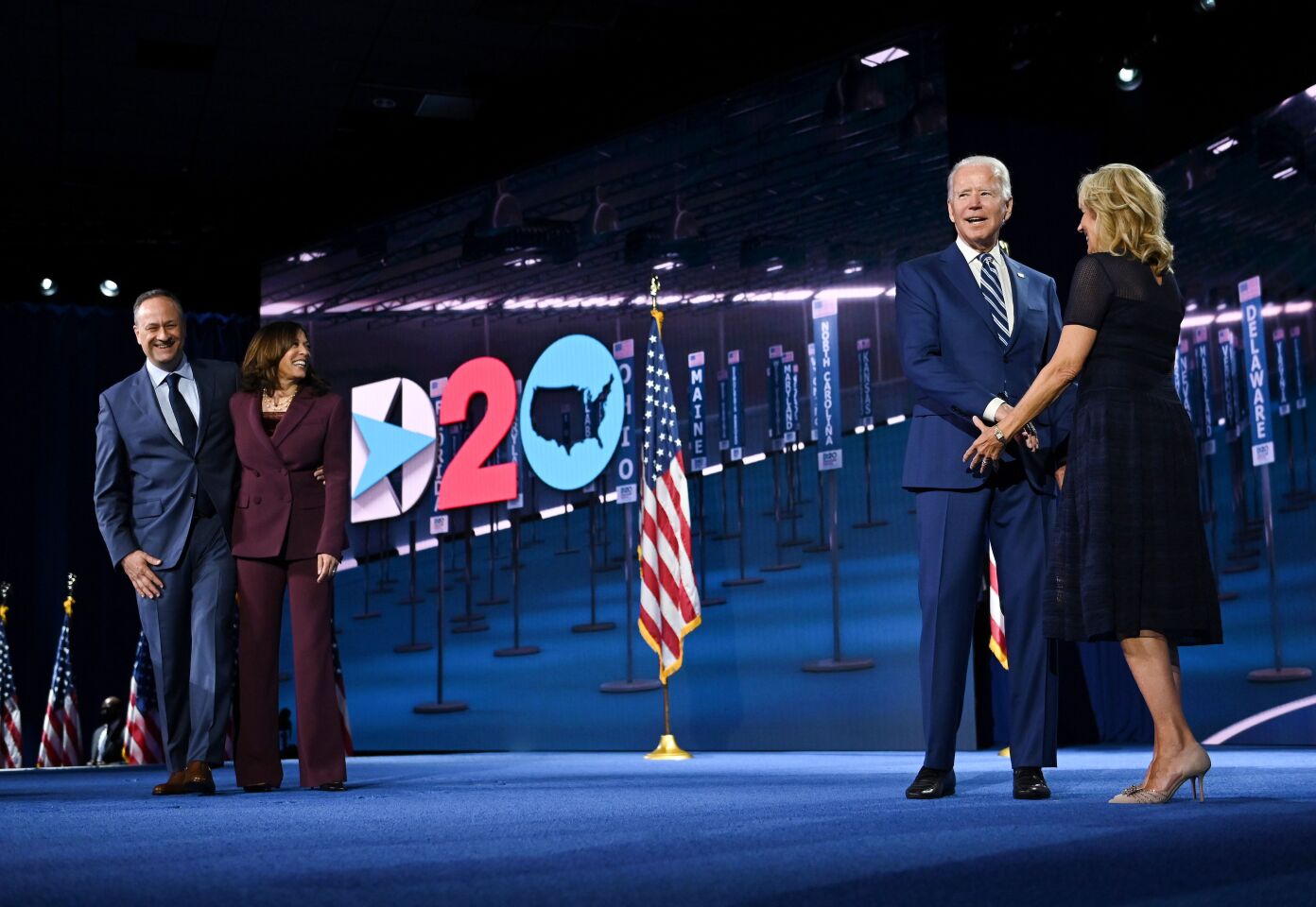 Kamala Harris and her husband with Joe Biden and his wife.