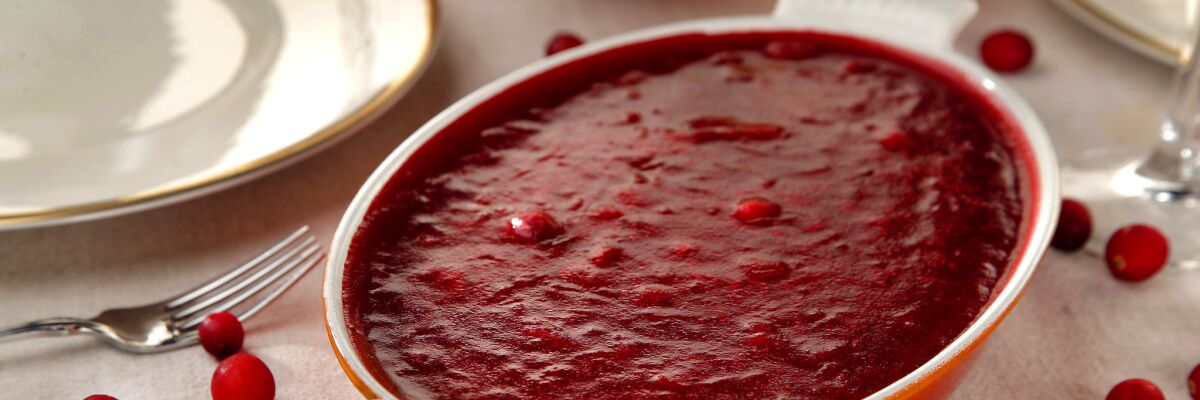 Thanksgiving jellied cranberry sauce.