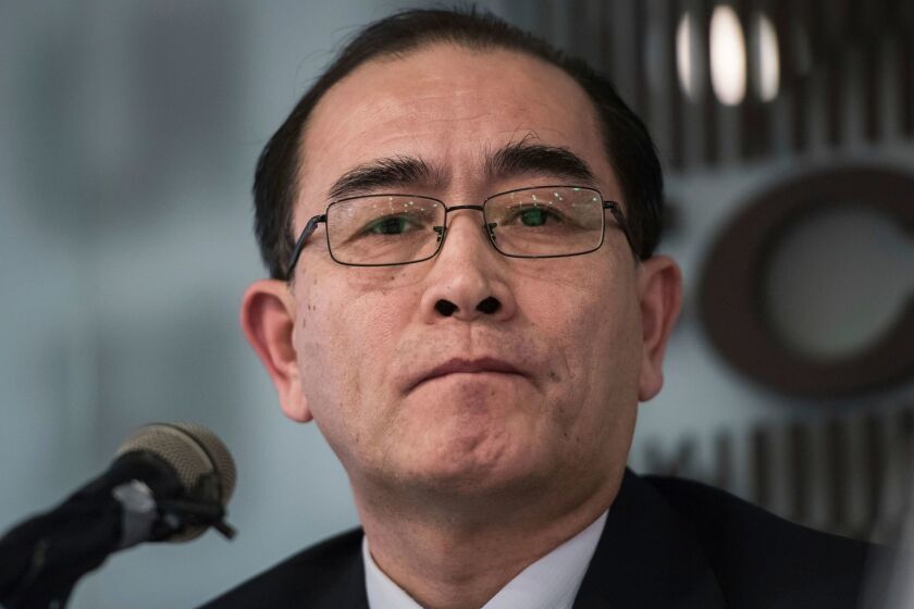 North Korea's former deputy ambassador to Britain, Thae Yong Ho, met Wednesday with reporters to explain his defection to South Korea.