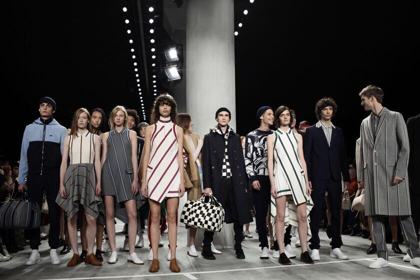 Lacoste's collection uses sharp, angular lines.