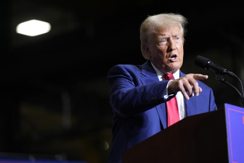 Republican presidential nominee former President Donald Trump speaks during a campaign event at Alro Steel, Thursday, Aug. 29, 2024, in Potterville, Mich. (AP Photo/Alex Brandon)