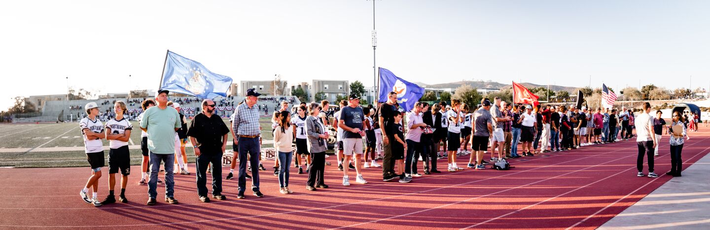 A pre-game ceremony was held at Del Norte High on Sept. 16 for representatives from the Army, Navy, Air Force, Marines, and first responders.