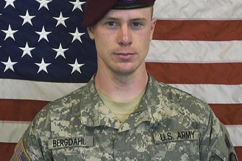 U.S. soldier Sgt. Bowe Bergdahl, seen in an undated Army photo, was taken prisoner in Afghanistan in 2009.