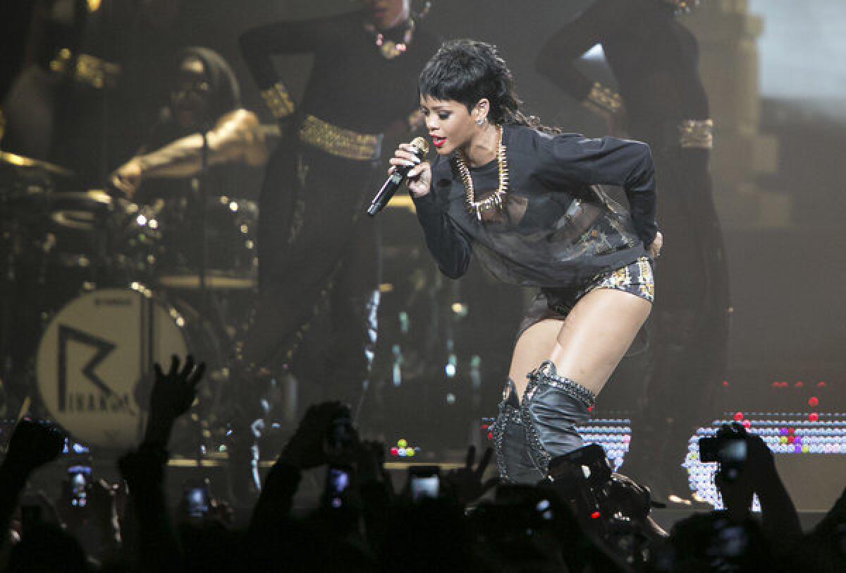 Rihanna performs in Perth, Australia, on her Diamonds World Tour. A man attempted to break into her Pacific Palisades home over the weekend.