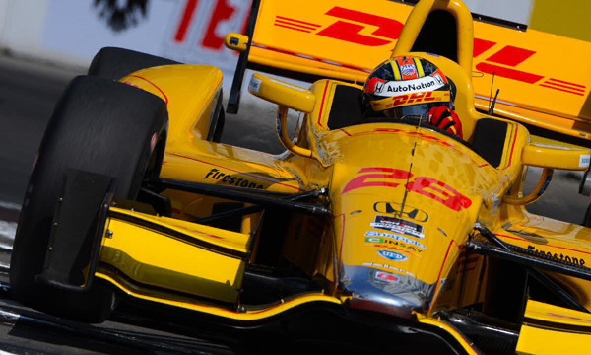 Ryan Hunter-Reay takes part in a practice run Saturday for Sunday's Toyota Grand Prix of Long Beach. Hunter-Reay will start the race from pole position.