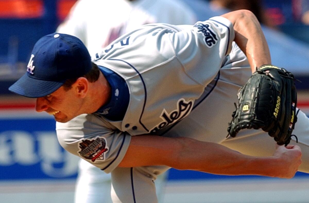Andy Ashby plays with the Dodgers in 2002.