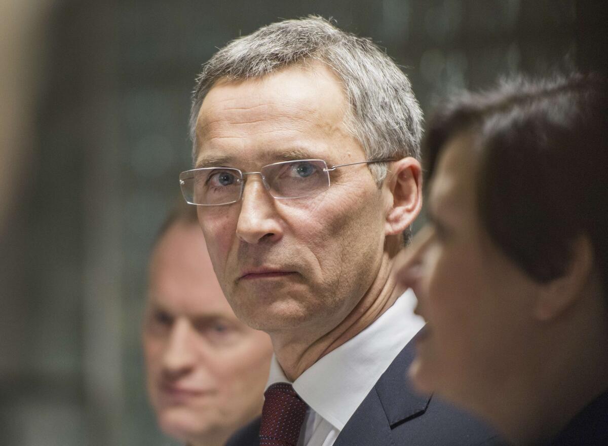 Jens Stoltenberg, formerly prime minister of Norway, holds a news conference in Oslo on Friday after having been appointed as the new secretary general of NATO. He will take office on Oct. 1, 2014.