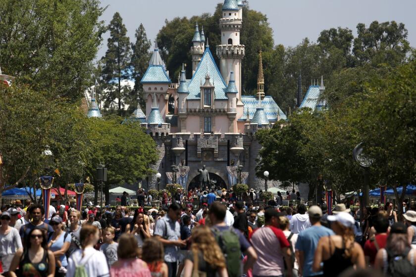 ANAHEIM, CALIF. -- FRIDAY, JUNE 30, 2017: Sleeping Beauty Castle looking down Main Street at Disneyland in Anaheim, Calif., on June 30, 2017. (Gary Coronado / Los Angeles Times)
