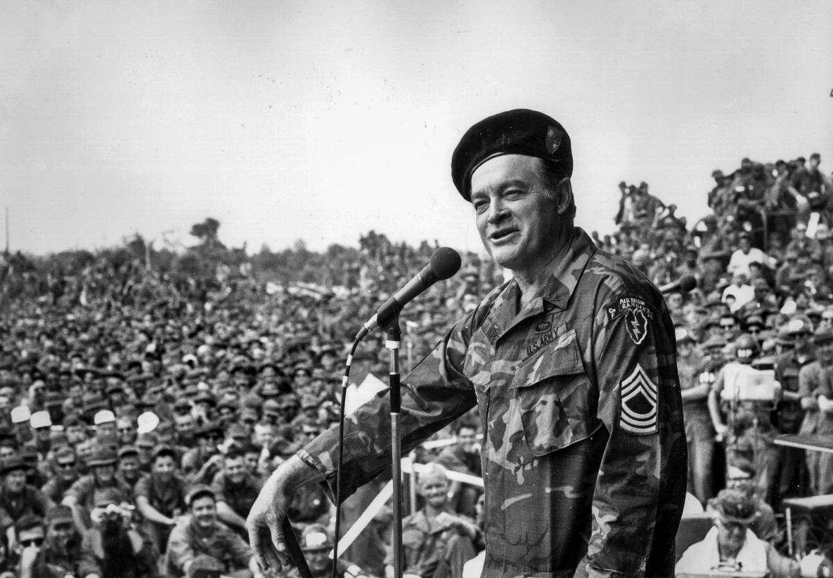 December 1971: Bob Hope entertains troops at Cu Chi, 20 miles northeast of Saigon.