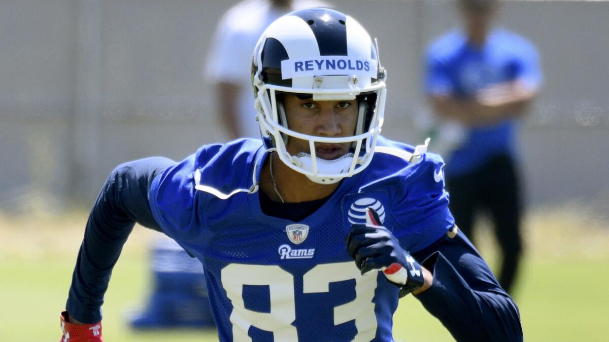 Rams receiver Josh Reynolds runs a pass route during camp.