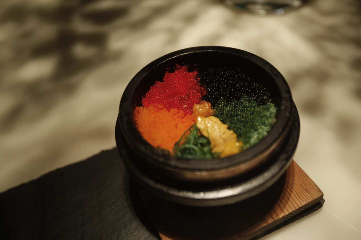 Stone pot roe rice is one of the chef's favorite creations.
