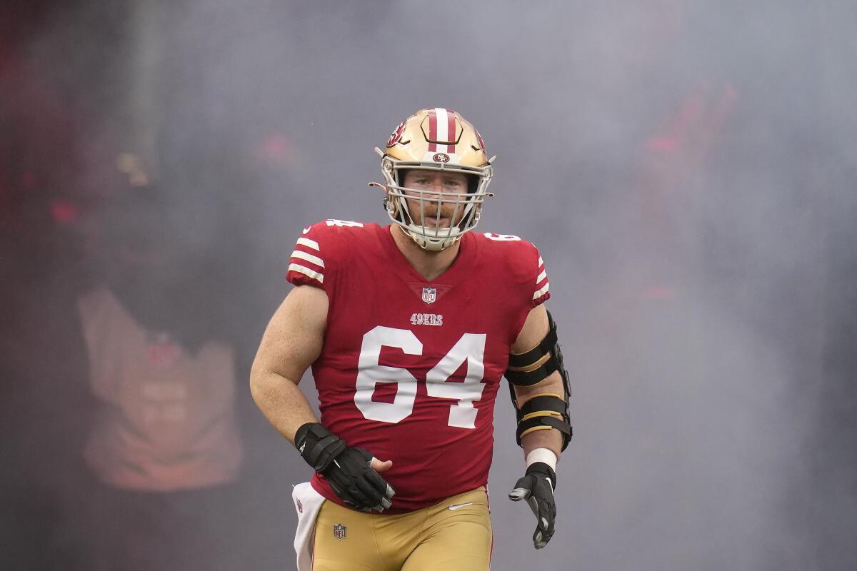 AP source: 49ers agree to 4-year deal with C Jake Brendel - The San Diego  Union-Tribune